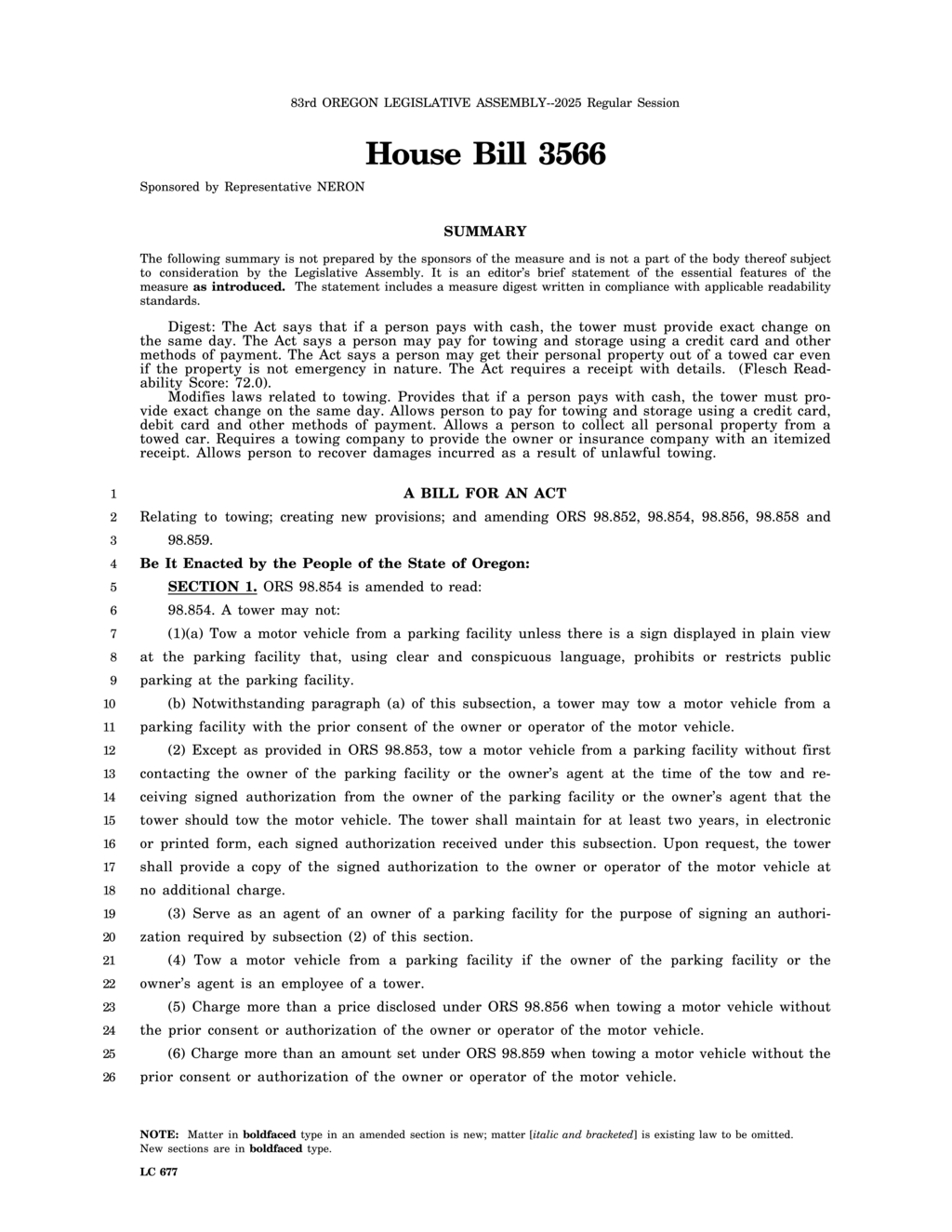 Oregon legislators revise towing regulations to enhance transparency and fairness