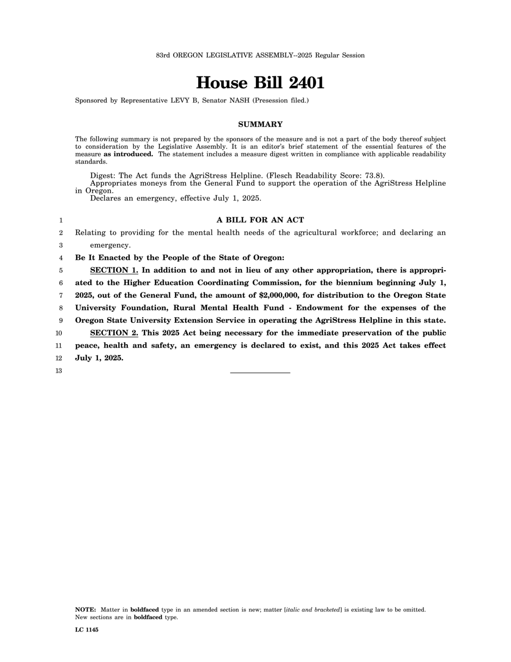 Oregon Legislature allocates $2M for AgriStress Helpline to support farmers' mental health