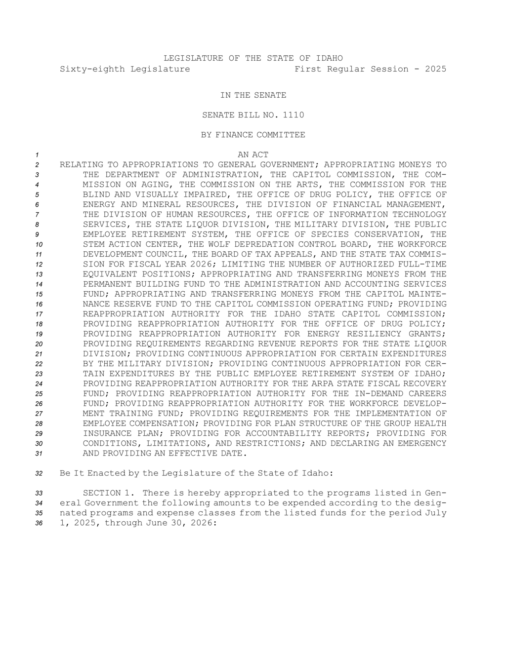 Idaho Senate approves $1.2 billion budget for 2026 state government operations