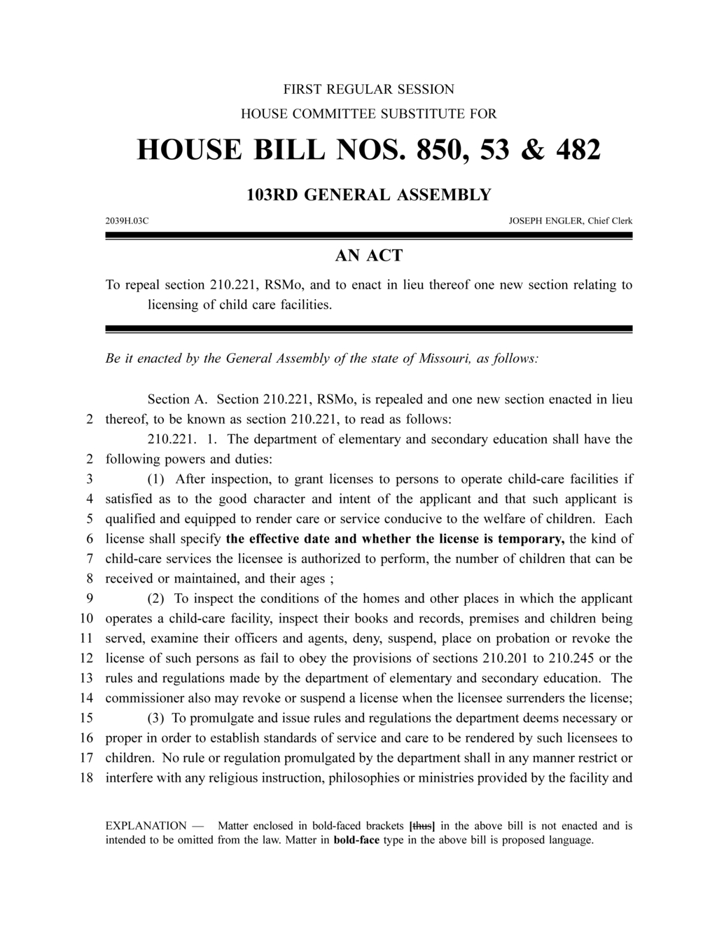 Missouri General Assembly enacts new licensing regulations for child care facilities
