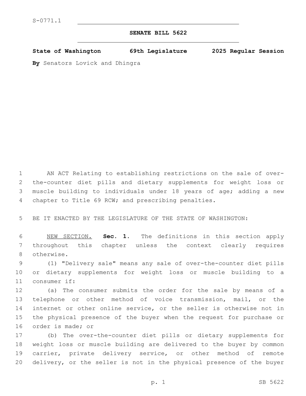 Washington legislature imposes age restrictions on over-the-counter diet supplements