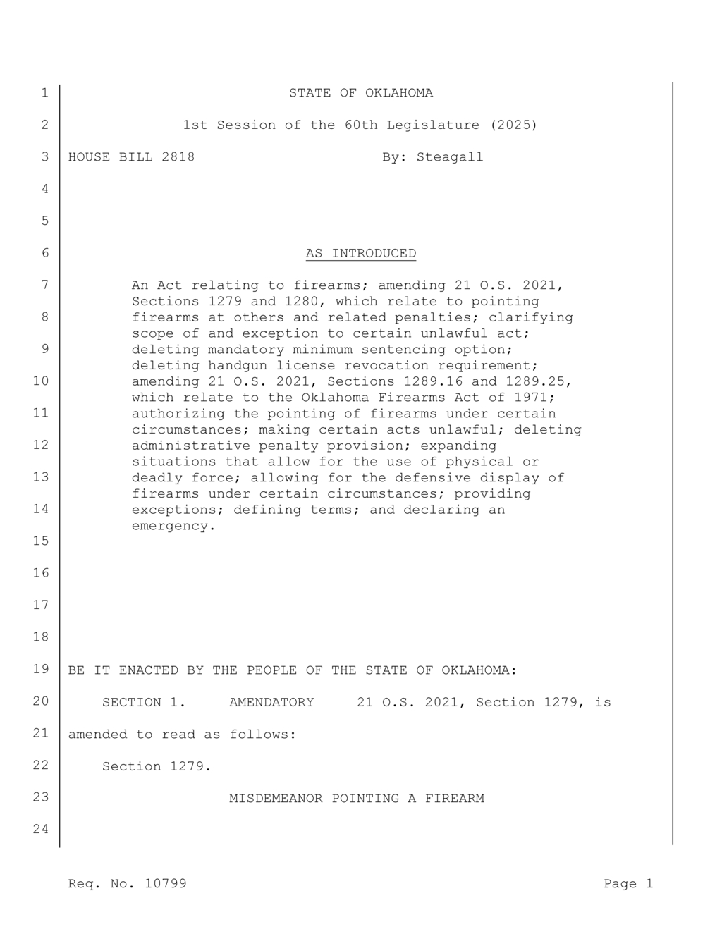 Legislative changes redefine self-defense laws in Oklahoma