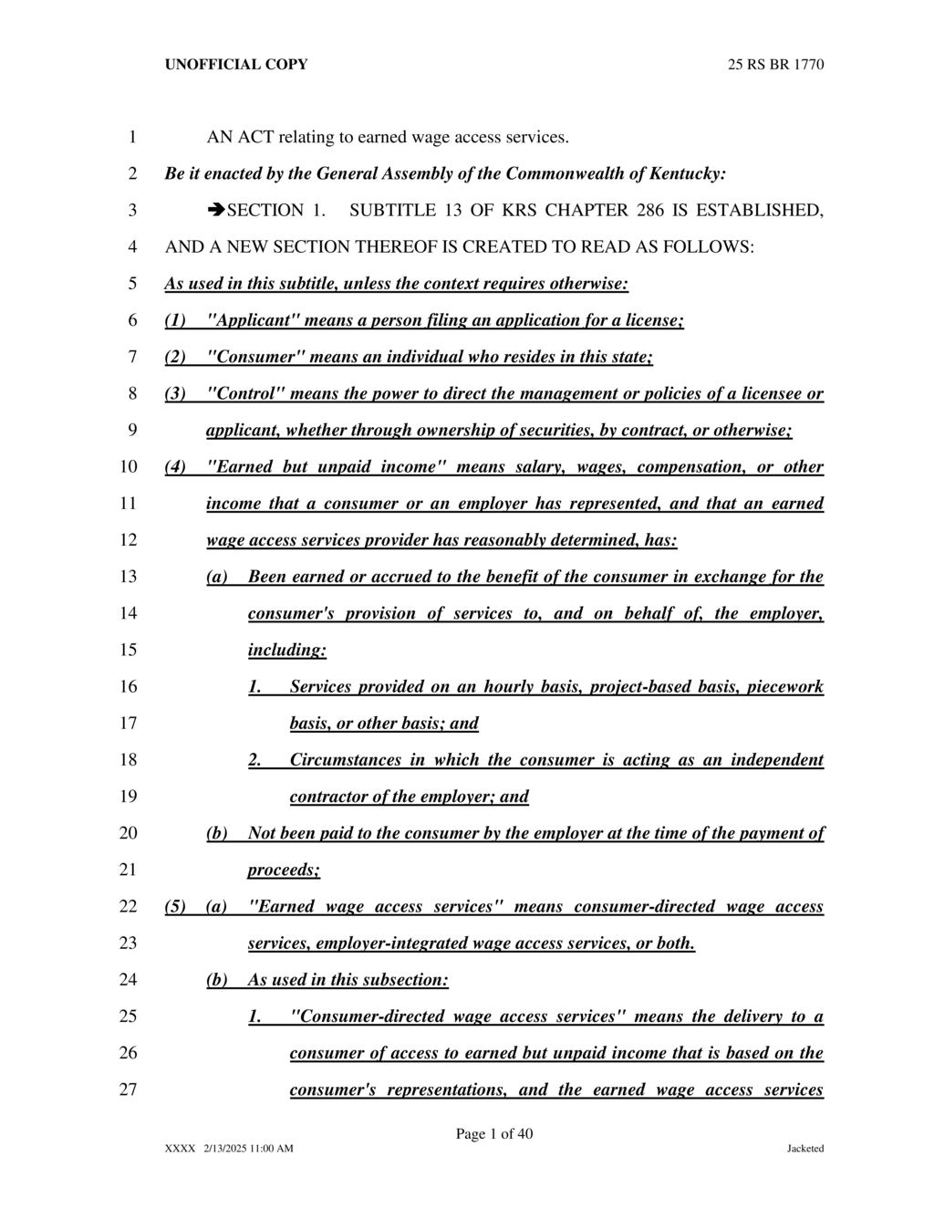 Kentucky establishes new regulations for earned wage access service providers