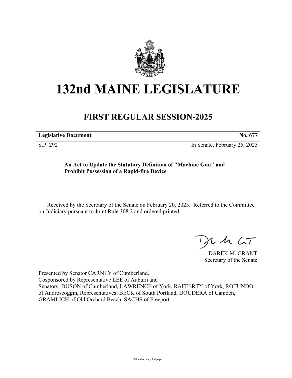 Maine enacts new definitions for machine guns and rapid-fire devices