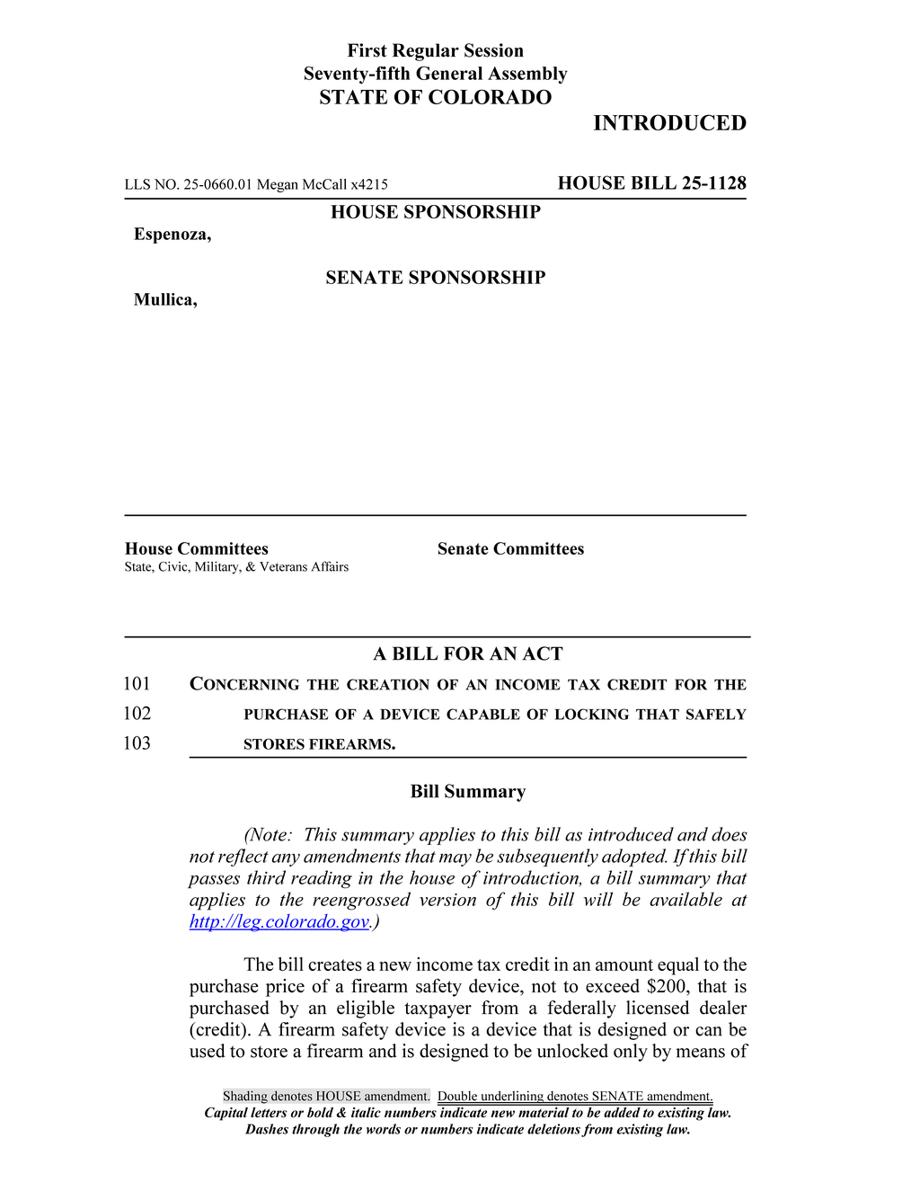 Colorado General Assembly approves tax credit for firearm safety device purchases