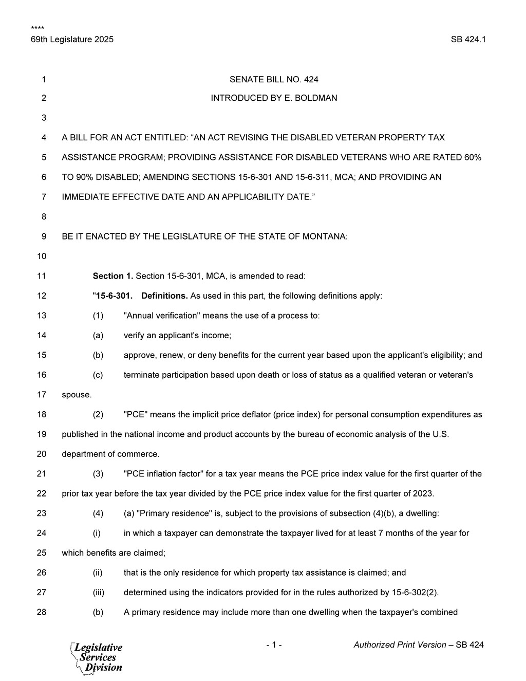 Montana Legislature expands tax benefits for disabled veterans under SB 424