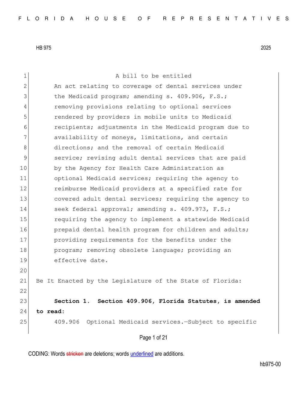 Florida House approves HB 975 for autism spectrum and developmental disability services