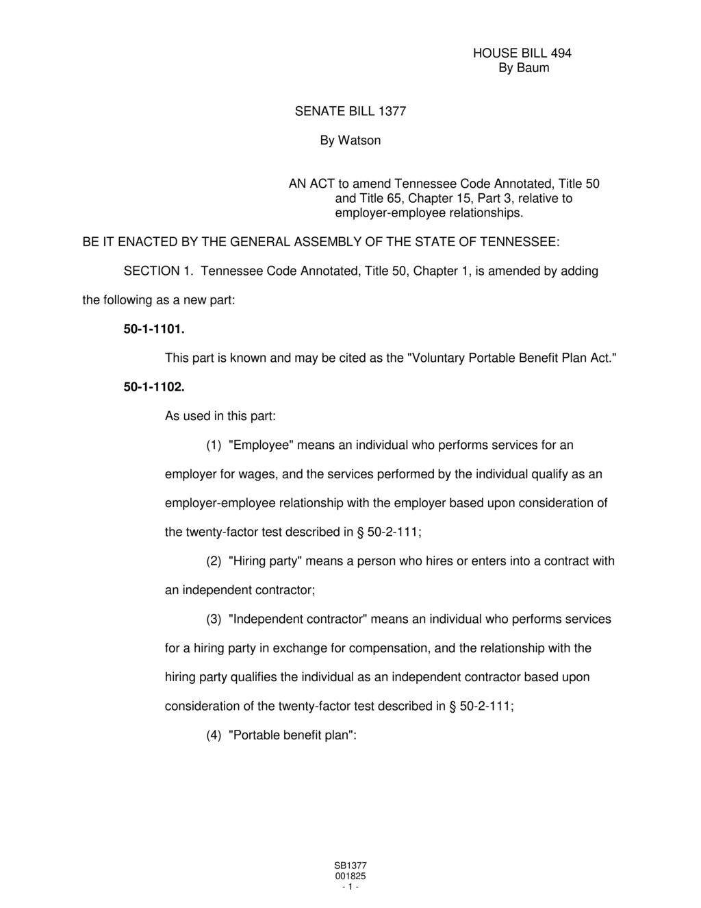 Tennessee amends contractor benefit contributions in new law