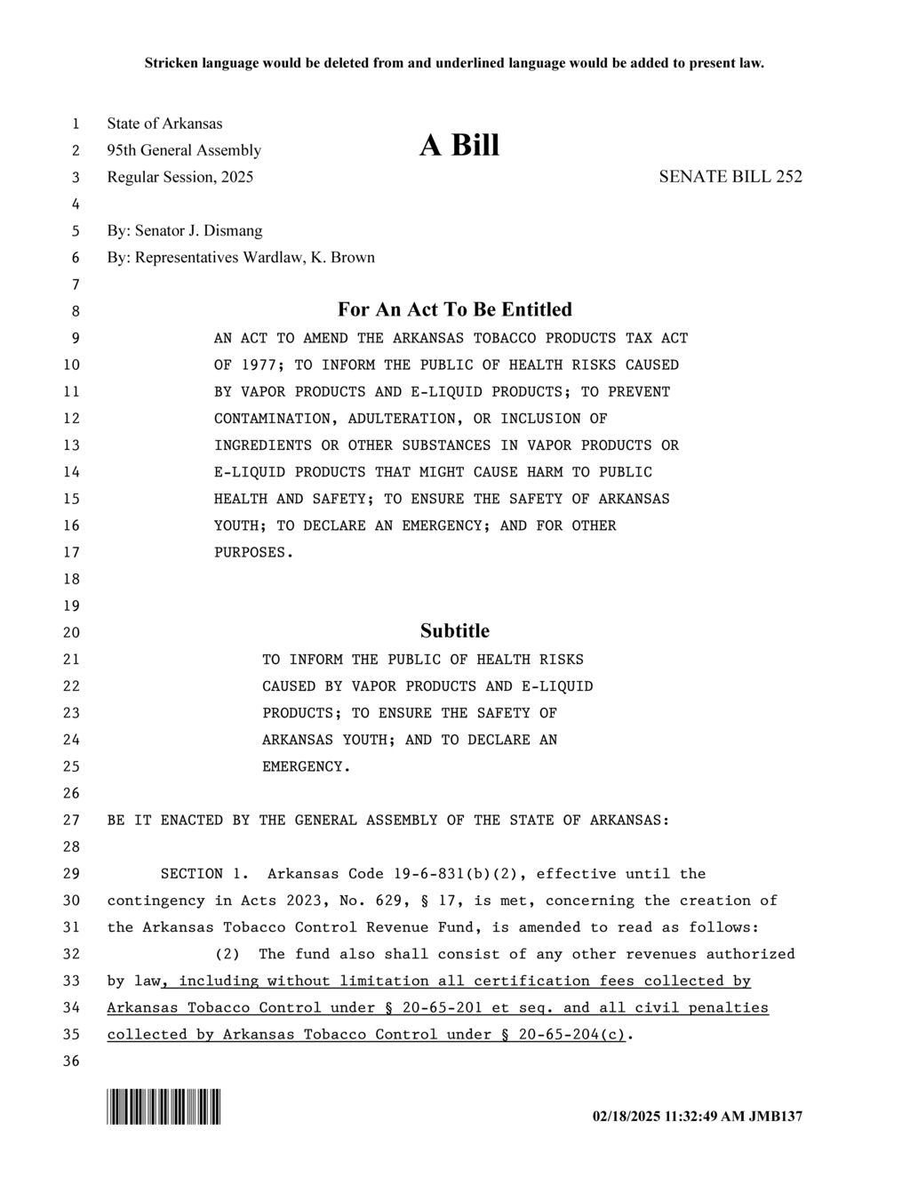 Arkansas General Assembly enacts emergency regulations on unapproved vapor products