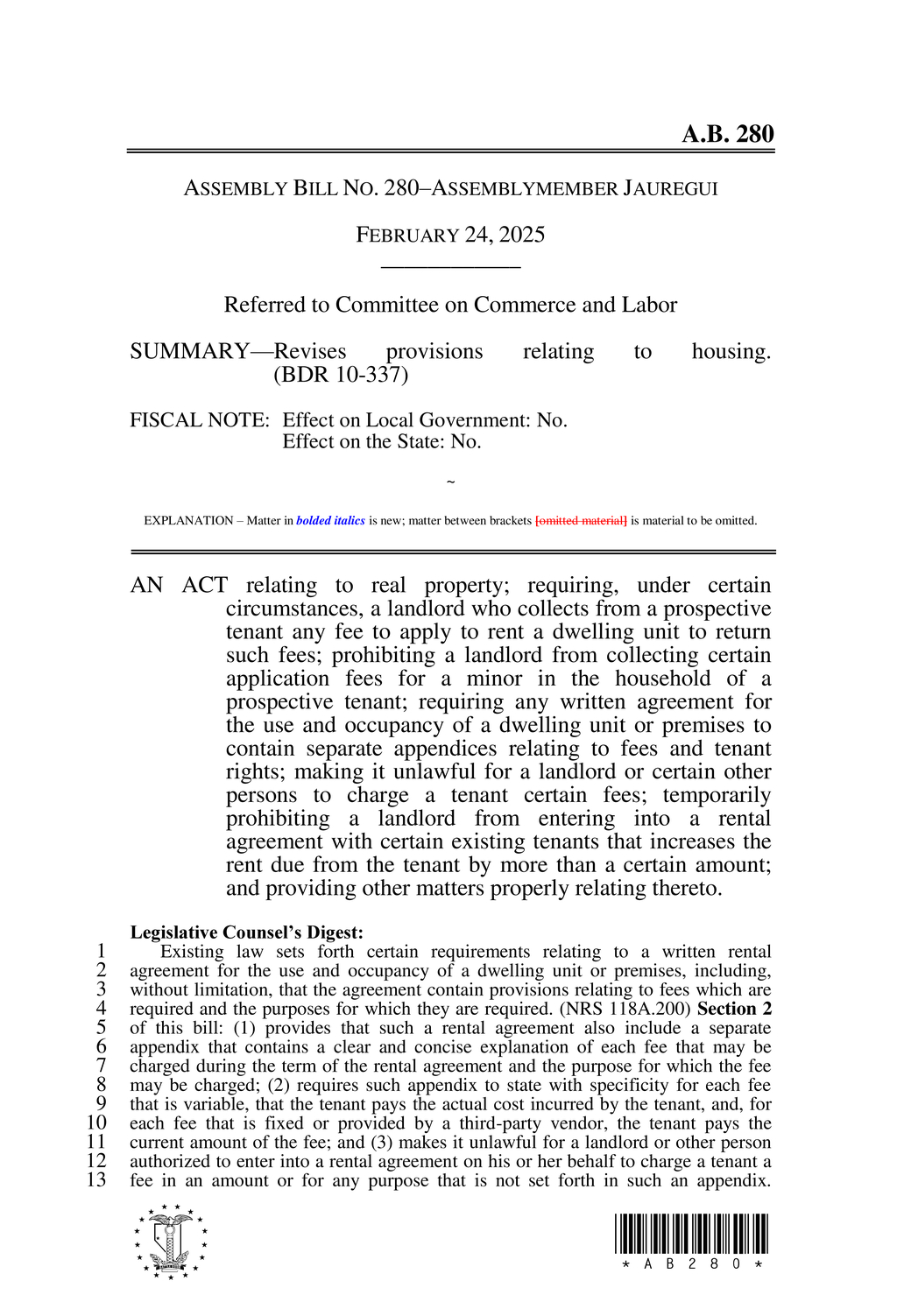 Nevada updates rental agreement requirements for landlords and tenants