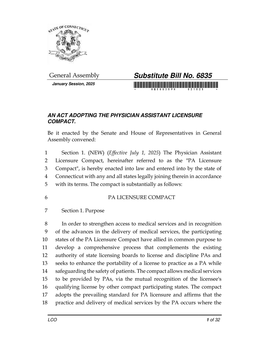 Connecticut enacts Physician Assistant Licensure Compact to enhance medical service access