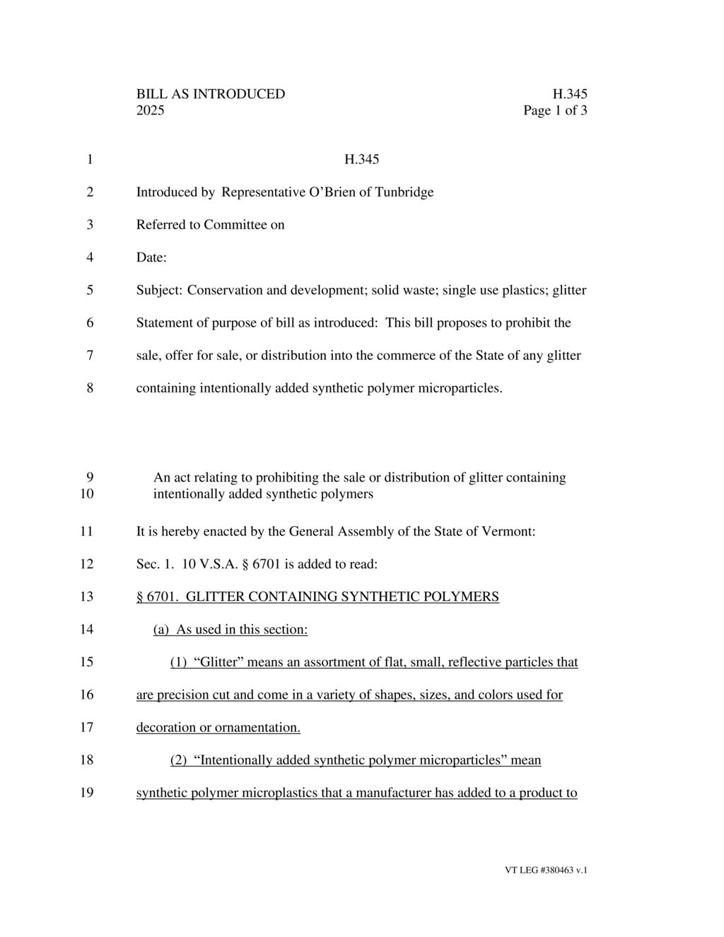 Vermont legislature introduces bill banning synthetic glitter effective July 2025