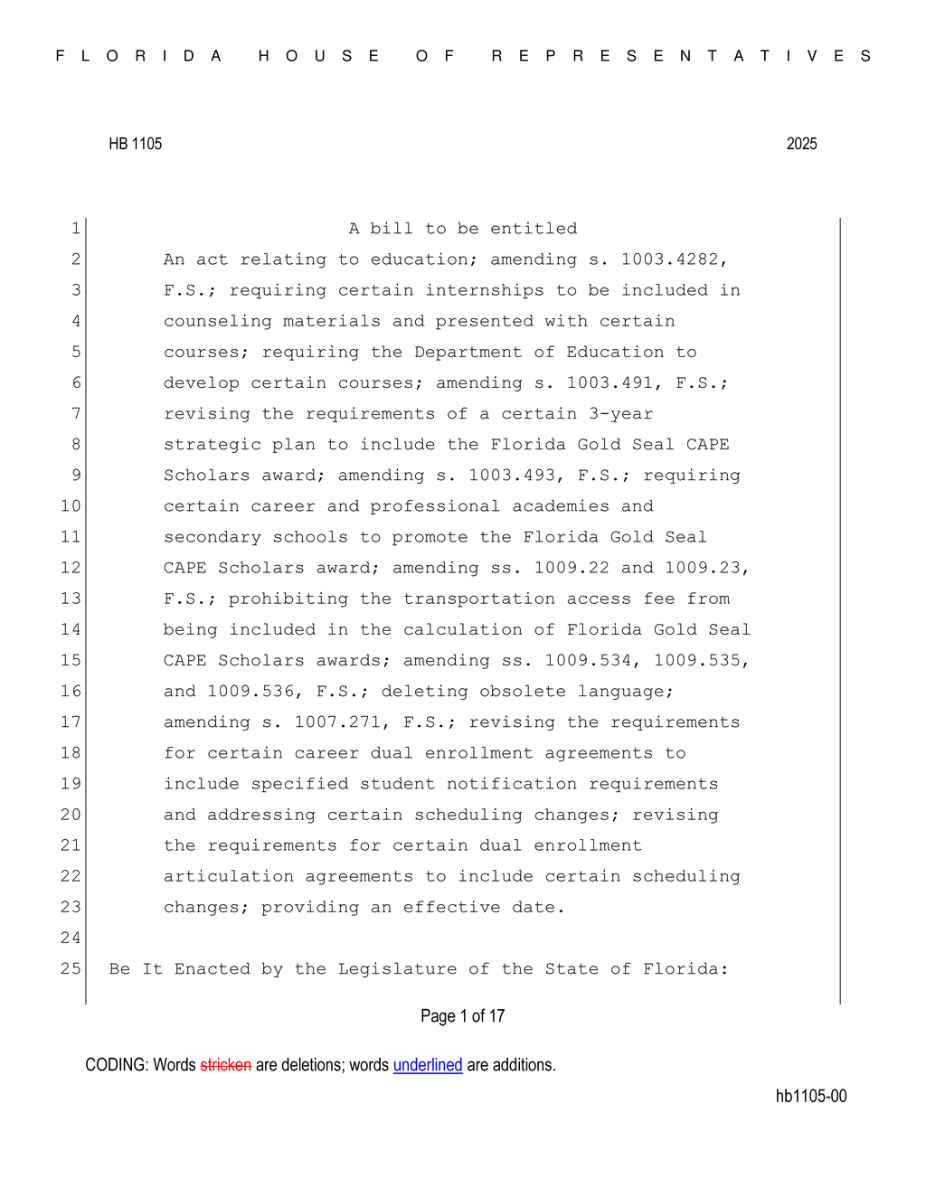 CitizenPortal.ai - Florida House passes HB 1105 to enhance dual ...