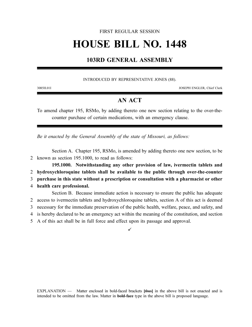 Missouri House approves over-the-counter sale of ivermectin and hydroxychloroquine
