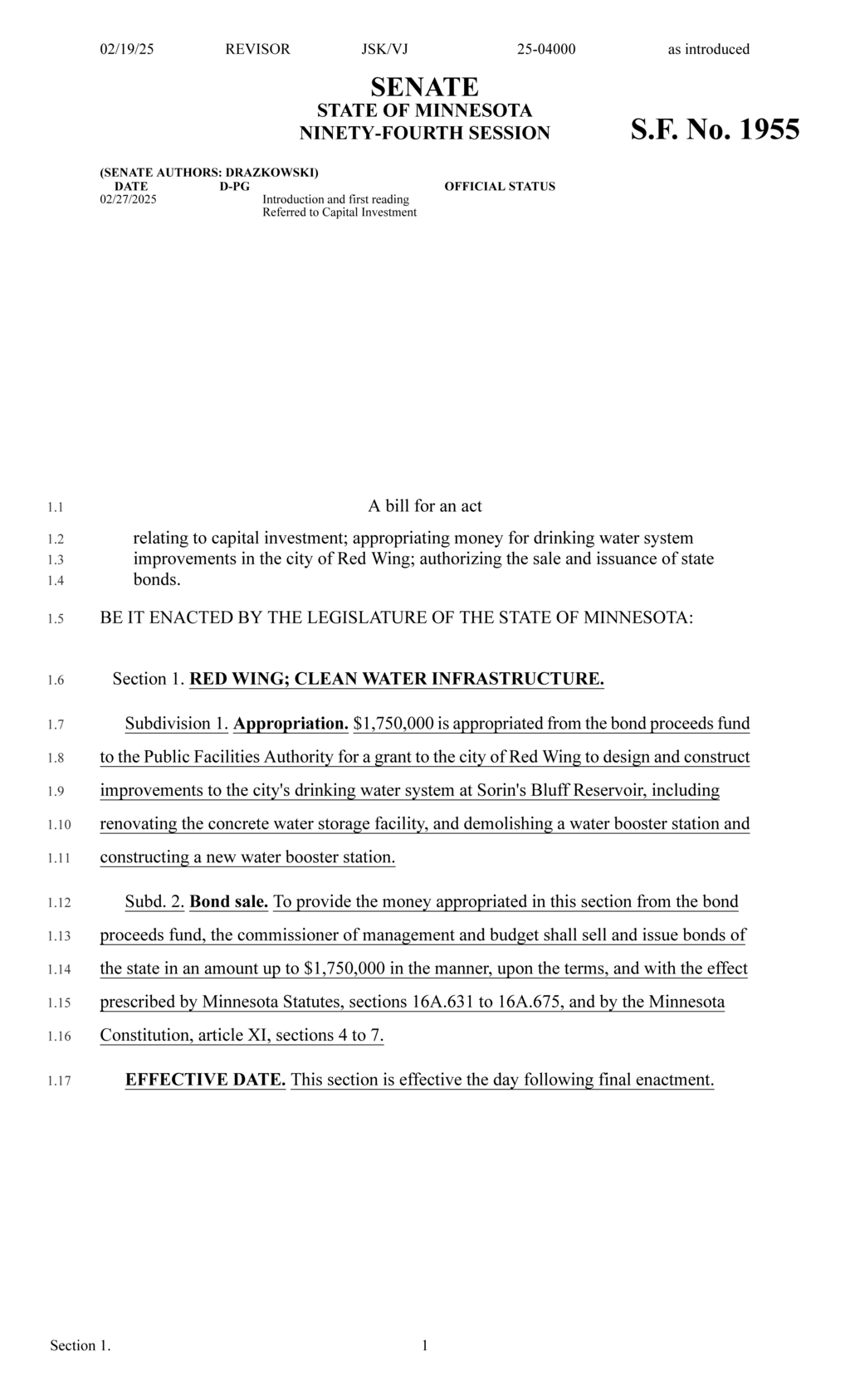 Minnesota Legislature allocates $1.75M for Red Wing drinking water improvements