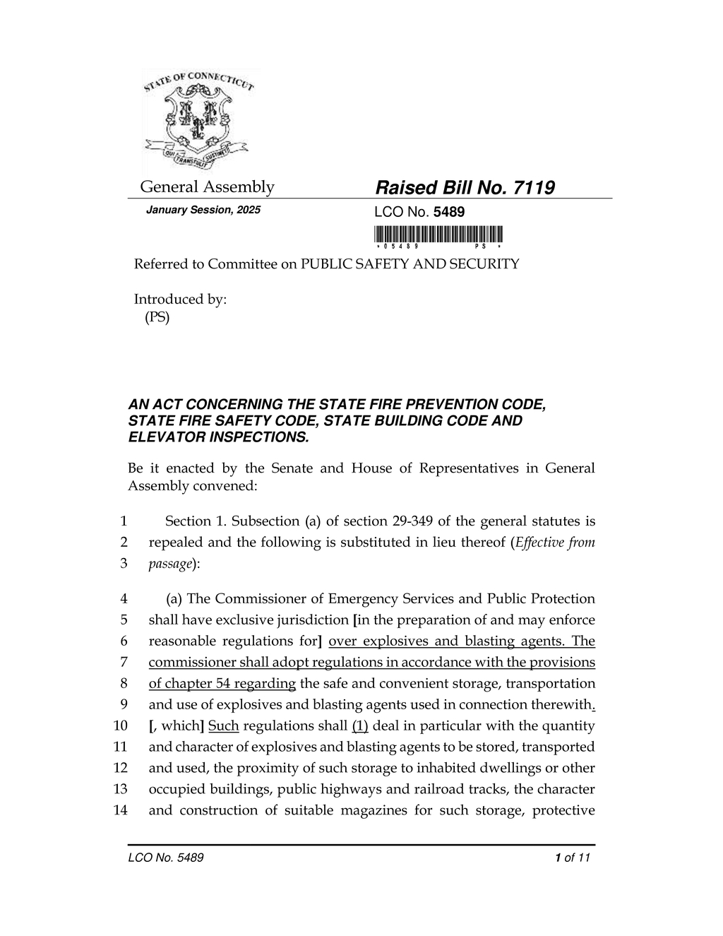 Connecticut General Assembly introduces new fire safety and explosives regulations