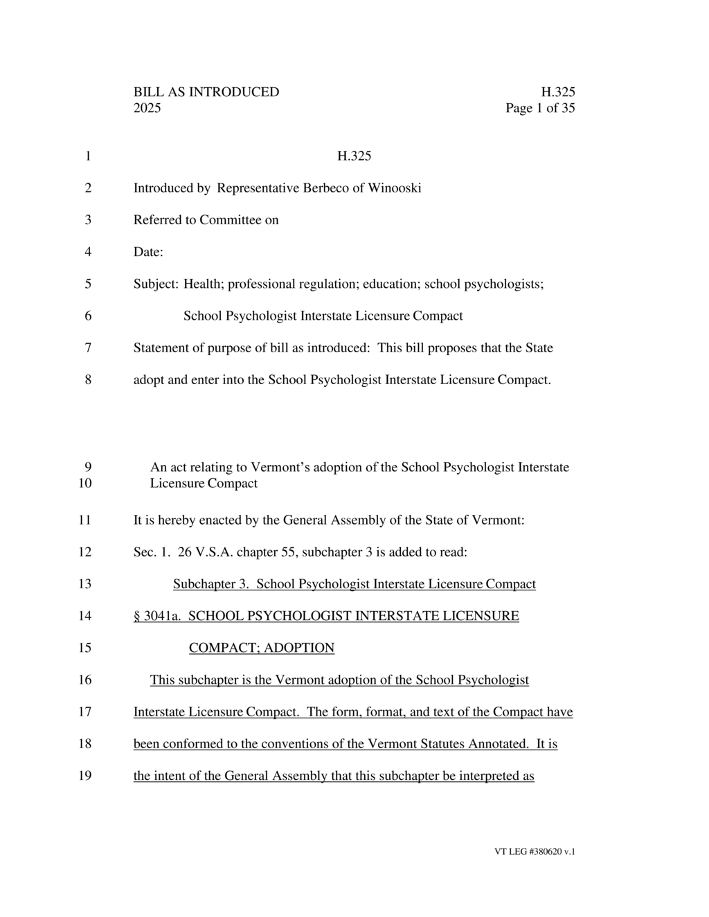 Vermont introduces Interstate Licensure Compact for school psychologists