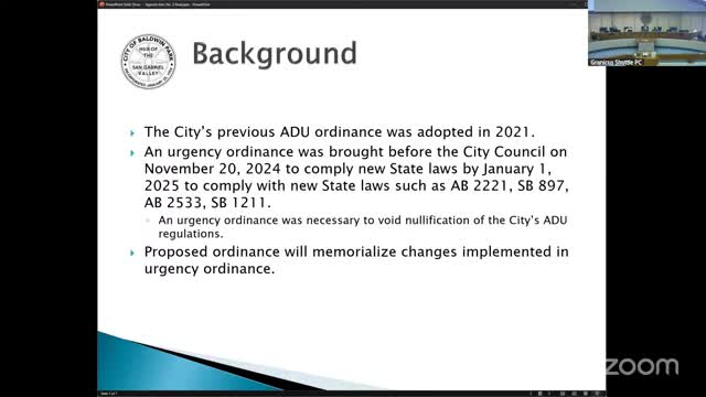 Baldwin Park Planning Commission updates ADU ordinance to meet new state requirements