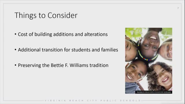 Virginia Beach School Board reviews Tri Campus reconfiguration and honors legacy of Betty Williams