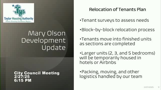 Taylor Housing Authority outlines affordable housing progress and community support plans