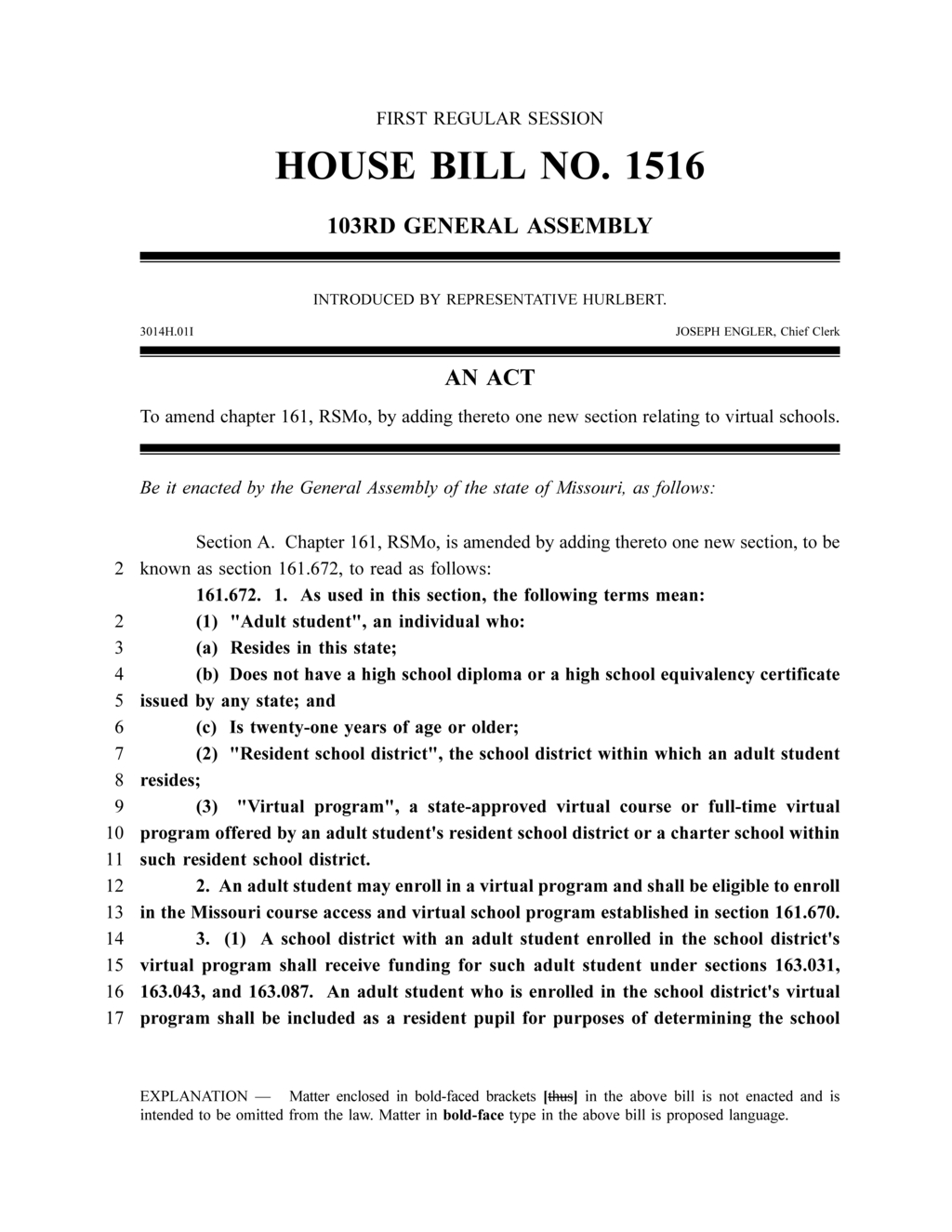 Missouri House Bill 1516 expands virtual education options for adult students