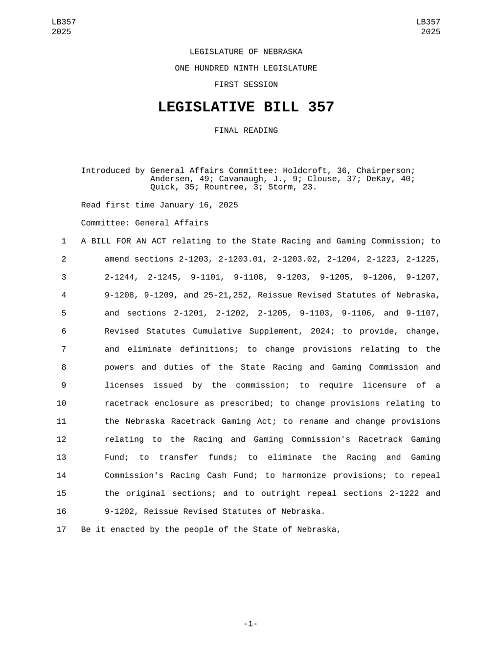 Nebraska commission updates rules for horseracing and gaming license enforcement