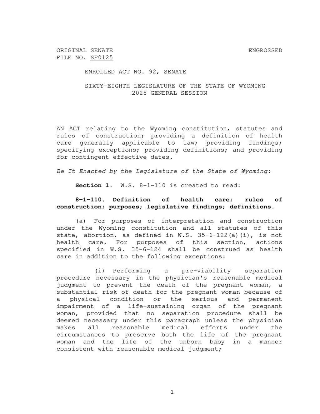 Wyoming legislature enacts new abortion regulations for incest and fetal anomalies