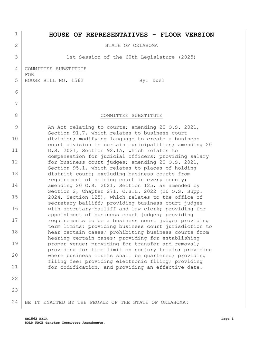 Oklahoma legislature sets new judicial salaries and court location guidelines