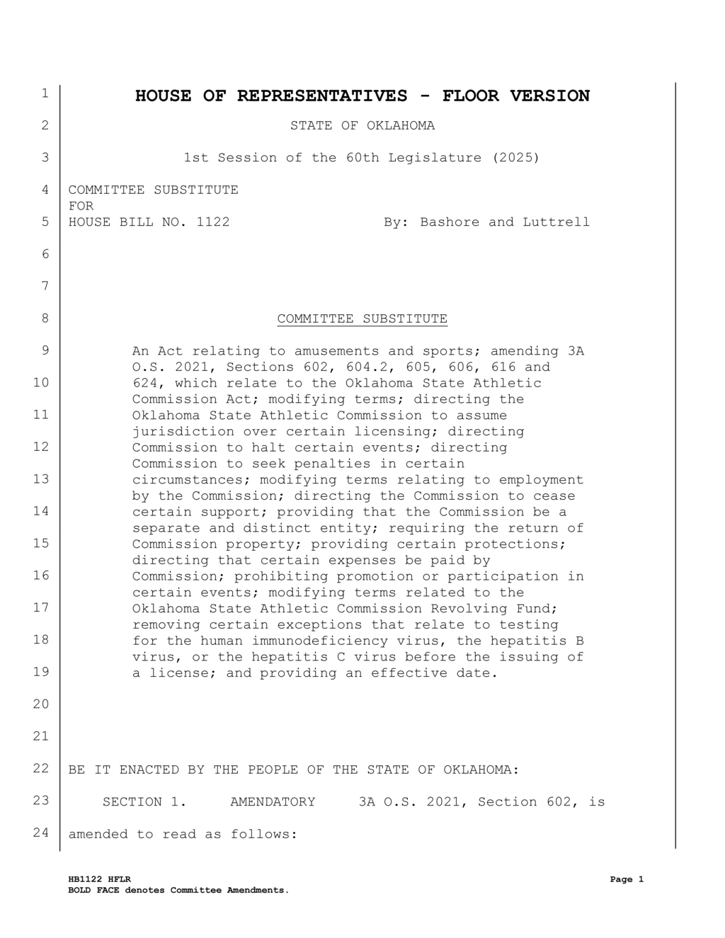 Oklahoma State Athletic Commission defines combative sports terminology