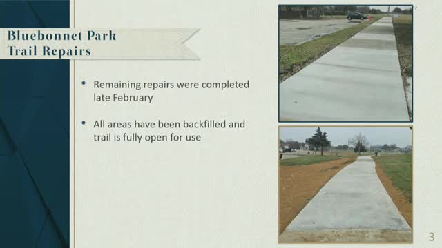 Bluebonnet Park repairs completed while new installations progress at Jerome and Wilkerson Parks