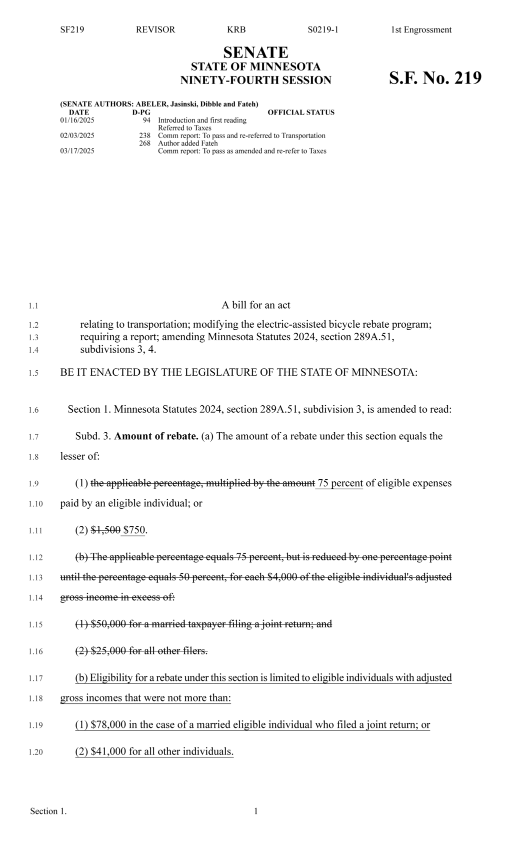 Minnesota Senate advances electric bike rebate program amendment