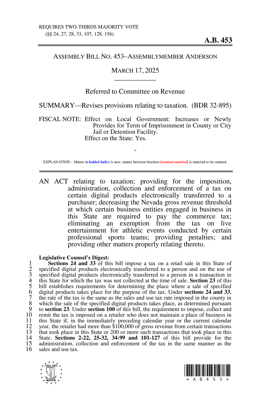 Nevada amends commerce tax rates for multiple business categories