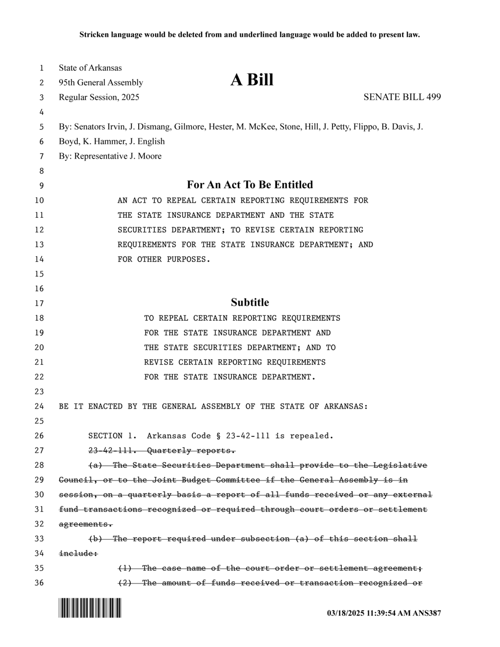 Arkansas General Assembly reviews health insurance marketplace fees and compliance reports