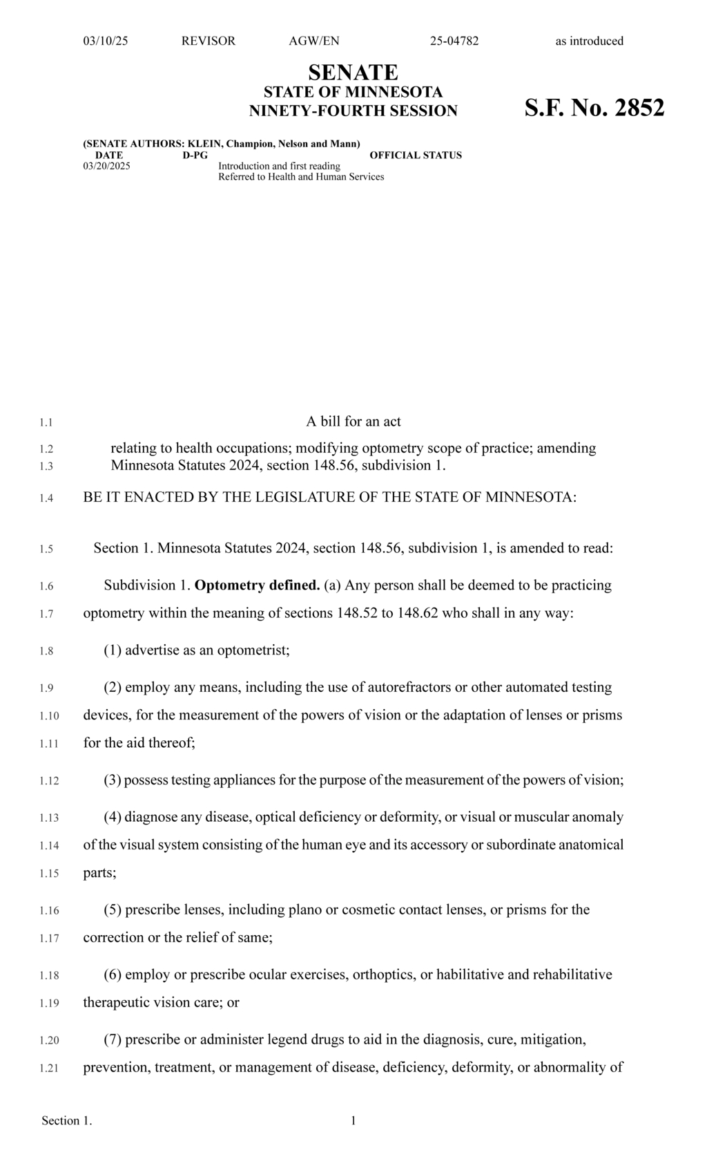 Minnesota Legislature amends optometry scope of practice regulations