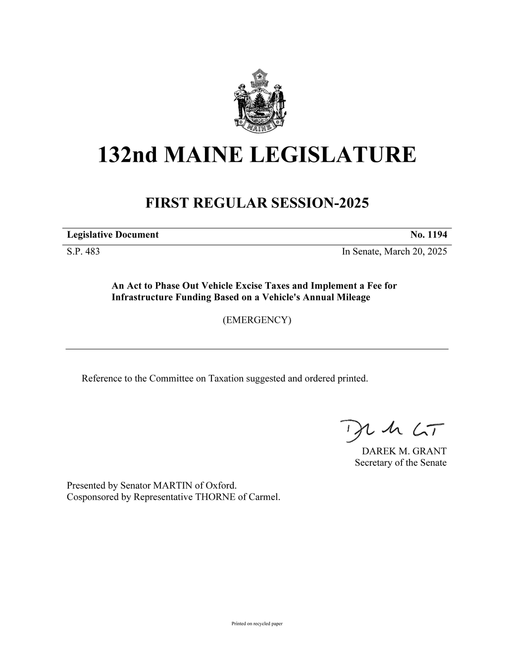Maine announces gradual excise tax reduction on motor vehicles starting July 2025