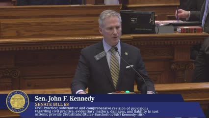 Senate passes bipartisan Senate Bill 68 to reform Georgia's civil justice system