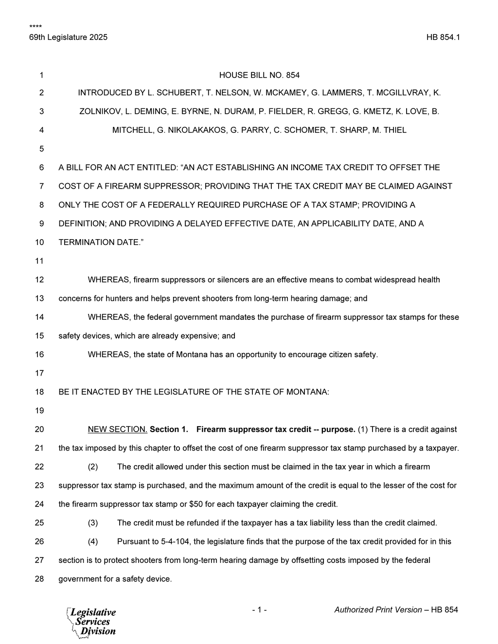 Montana introduces firearm suppressor tax stamp legislation effective January 2026