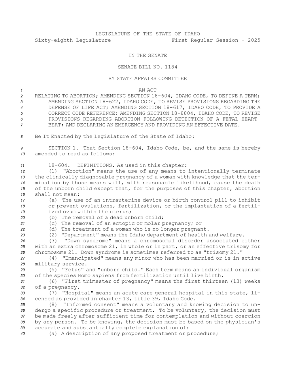 Idaho enacts fetal heartbeat abortion restrictions effective July 2025