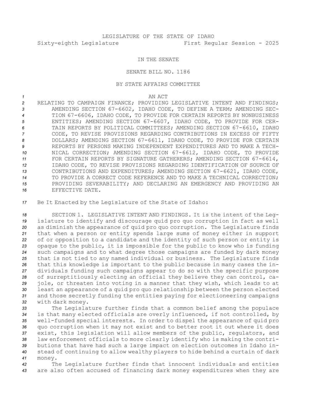 Idaho declares emergency for new act effective July 1 2025