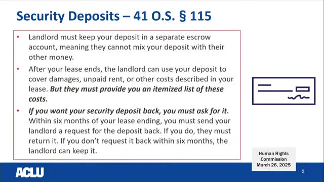 Oklahoma law outlines tenant rights for security deposits and domestic violence protections