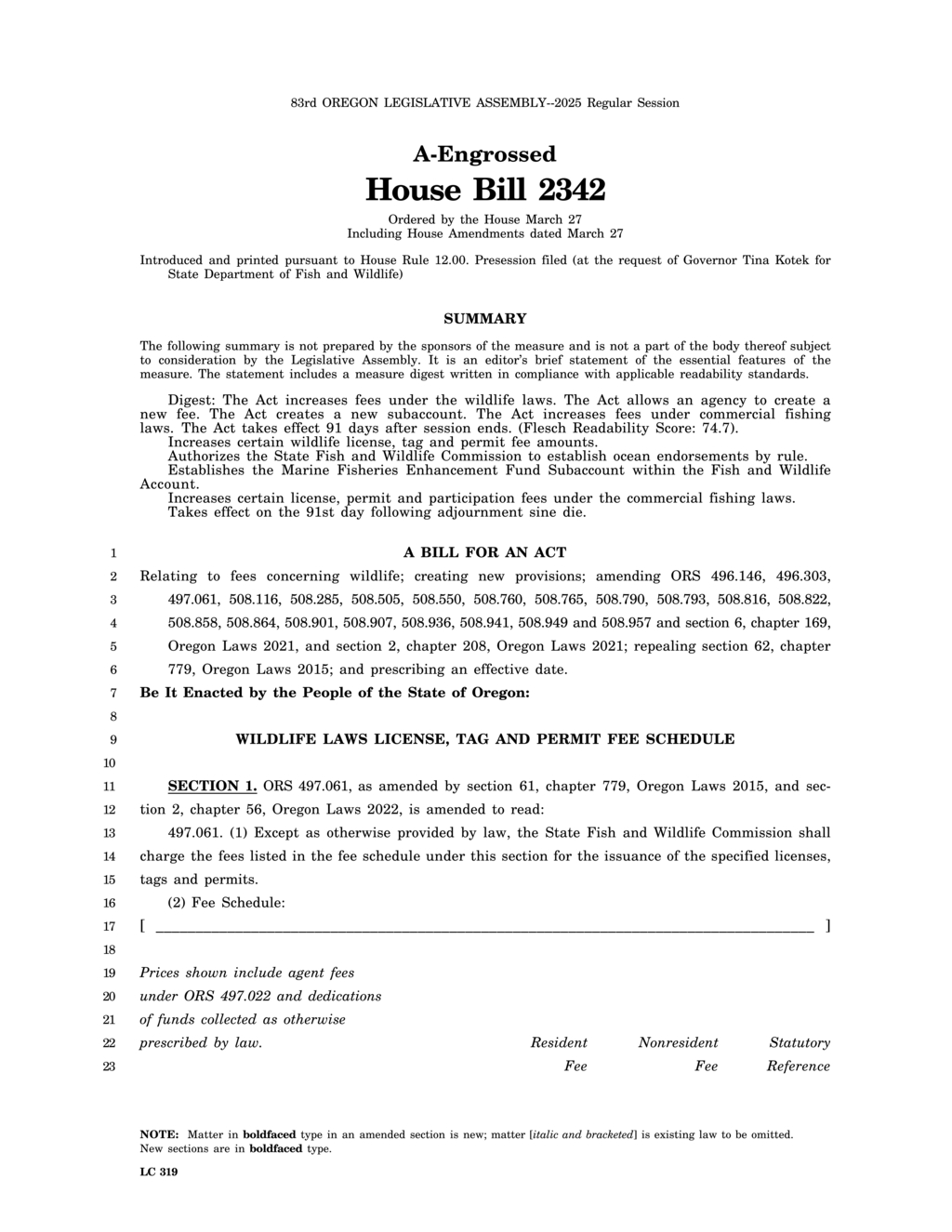 Oregon sets new hunting and fishing license fee structure for residents and nonresidents