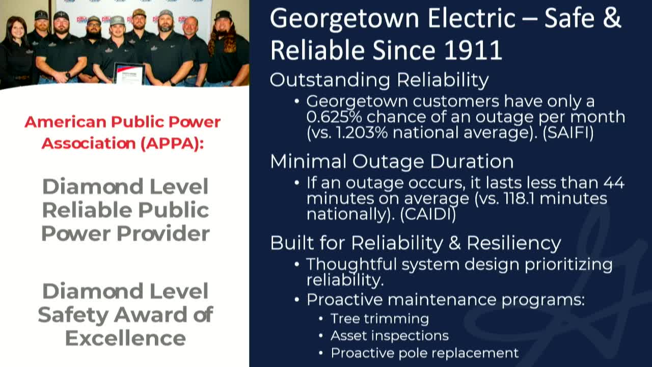 Georgetown Electric Utility receives Diamond Level awards for reliability and safety