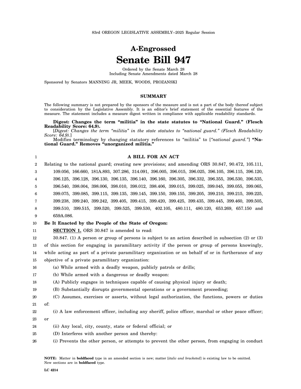 Oregon Senate Bill 947 outlines new unemployment benefits calculation guidelines