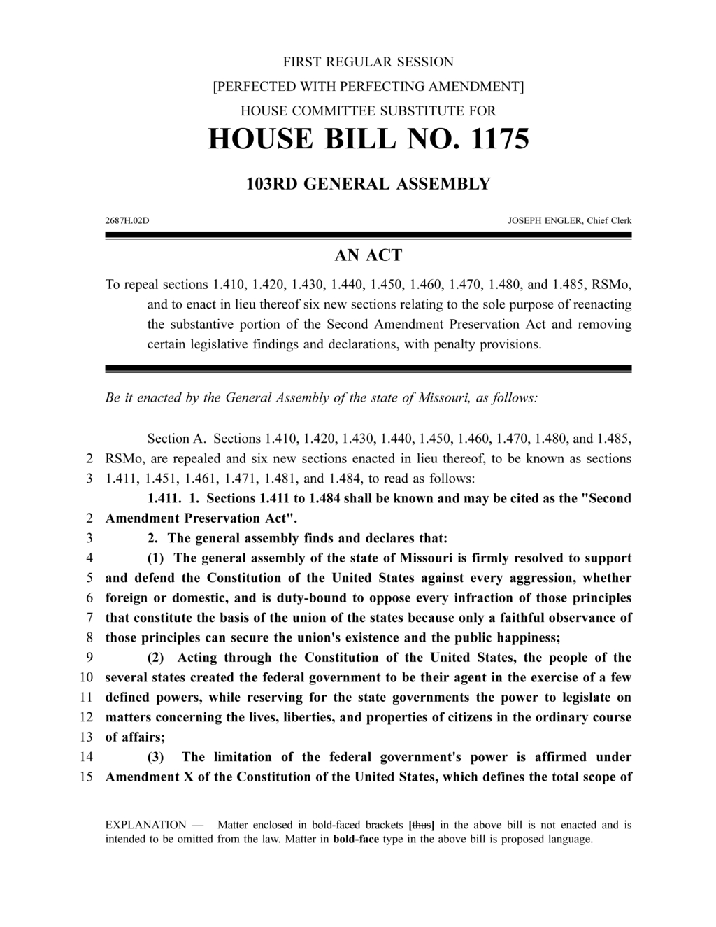 Missouri General Assembly passes Second Amendment Preservation Act
