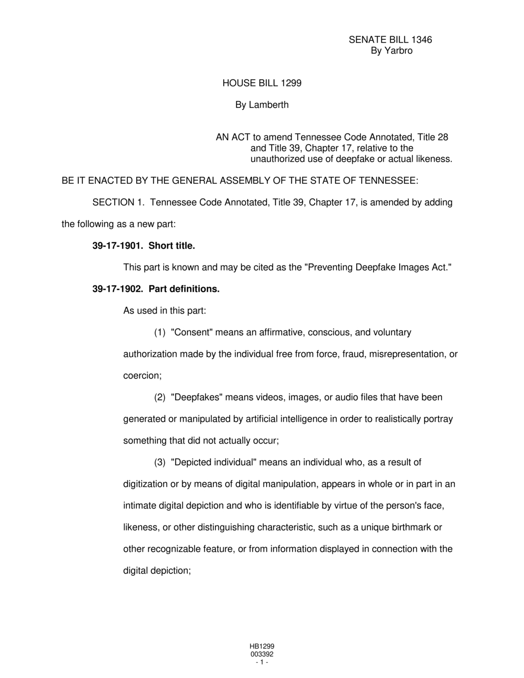 Tennessee enacts law restricting intimate digital depictions effective July 2025