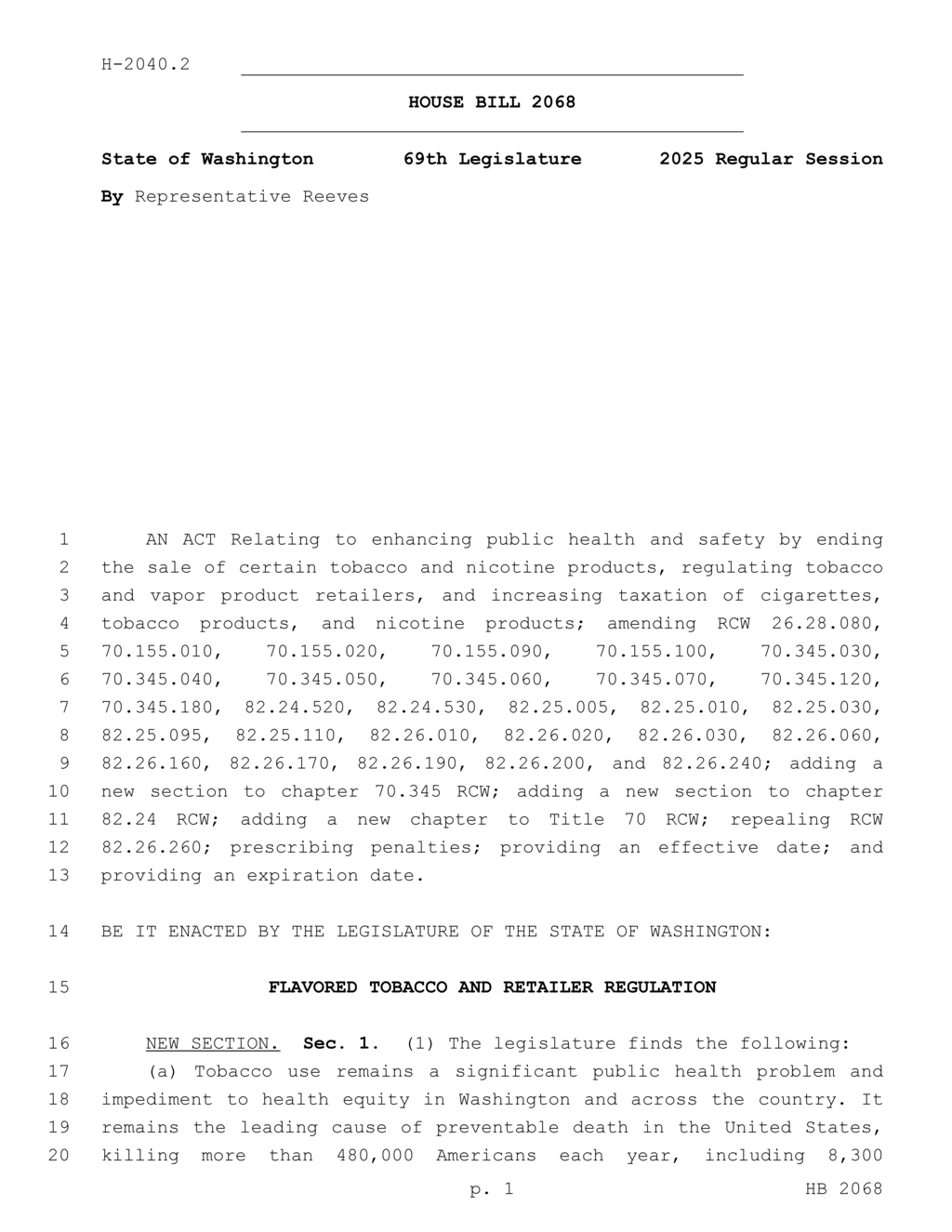 Washington State imposes tax on all tobacco products distributed within state