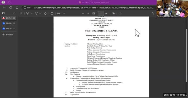 Albany Human Rights Commission discusses Fair Housing Office presentation plans