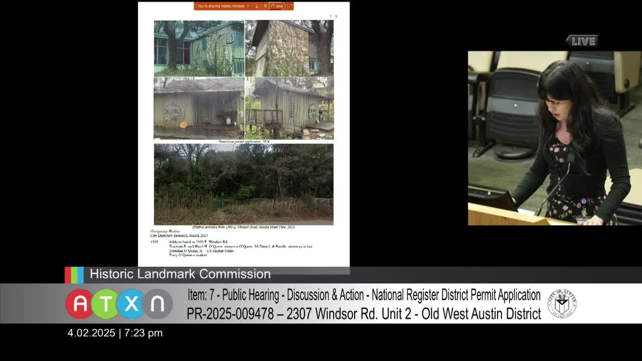 Austin Historic Landmark Commission reviews O'Quinn property demolition proposal