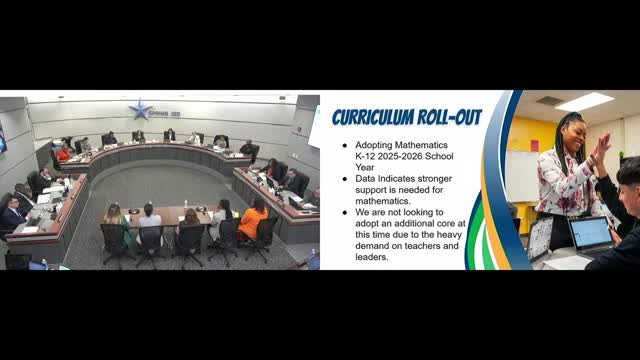 District approves Bluebonnet curriculum for enhanced math instruction and teacher training