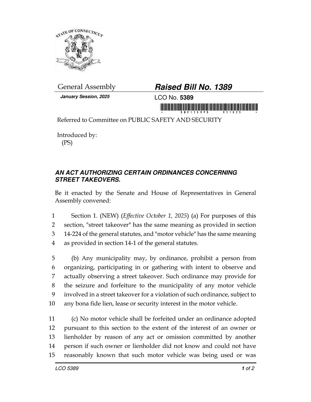 Connecticut bill mandates public auction of forfeited vehicles to support local police